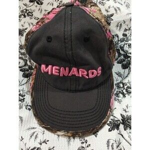 Menards Hat Cap Gray Pink Camo Adjustable Strap Back Ladies Women’s